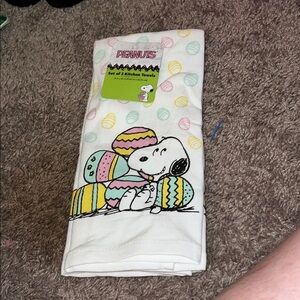 Peanuts Snoopy Easter Egg Towels - White and Multicolor